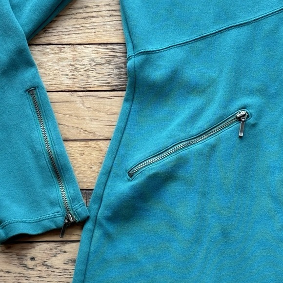 Athleta Ponte Celebration Green Knee Length Travel Dress Pockets Size S zippers - Picture 7 of 12